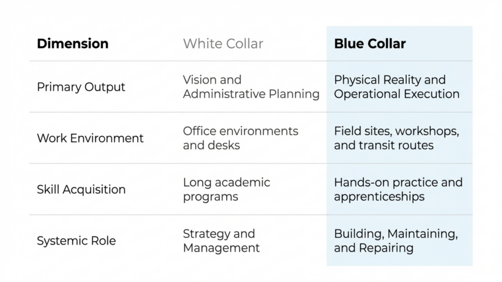blue collar jobs vs white collar jobs​